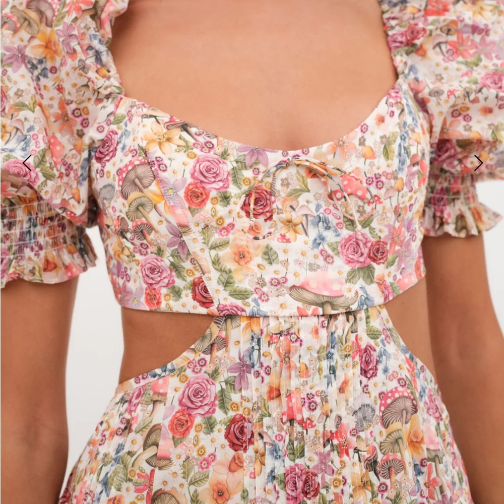For Love & Lemons Pink Floral Puff-Sleeve Mini Dress - Picture 4 of 4